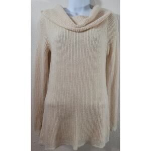 Ann Taylor Cream Cowl Neck Knitted Wool Mohair Sweater Medium Lightweight Soft